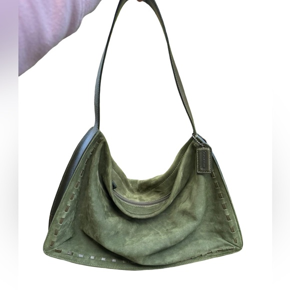 SOLD Vintage Coach West End Olive Suede Hobo Shoulder Bag #9476 - Picture 1 of 11